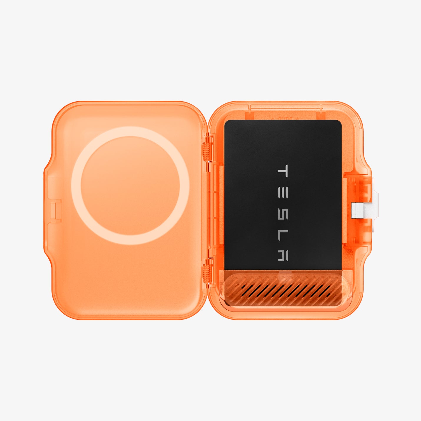 AFA11381 - MagSafe Card Holder Tintap (MagFit) in Frost Clear Orange showing the inner with cards inside