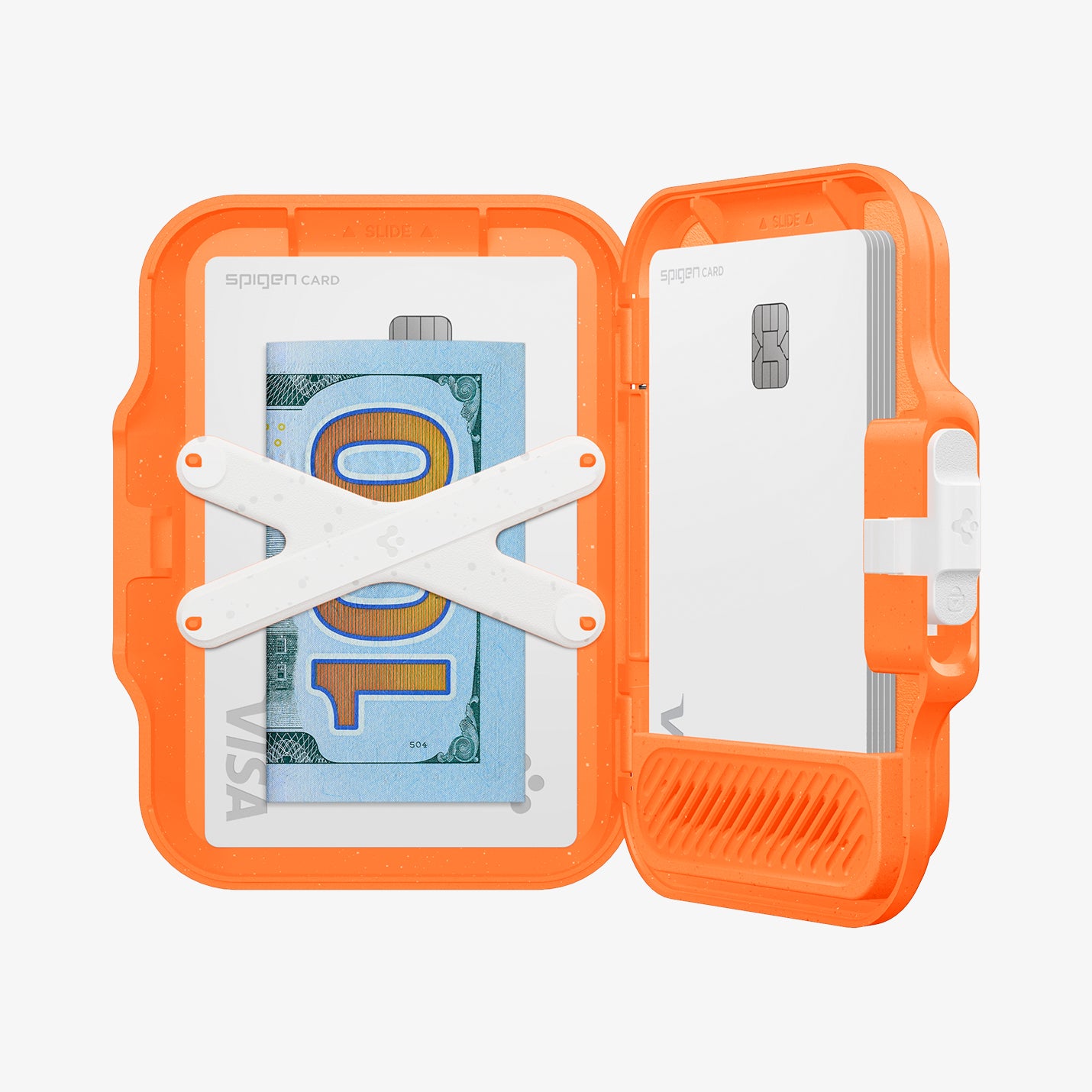 AFA11380 - MagSafe Card Holder Tintap (MagFit) in Orange showing the inner with cards inside