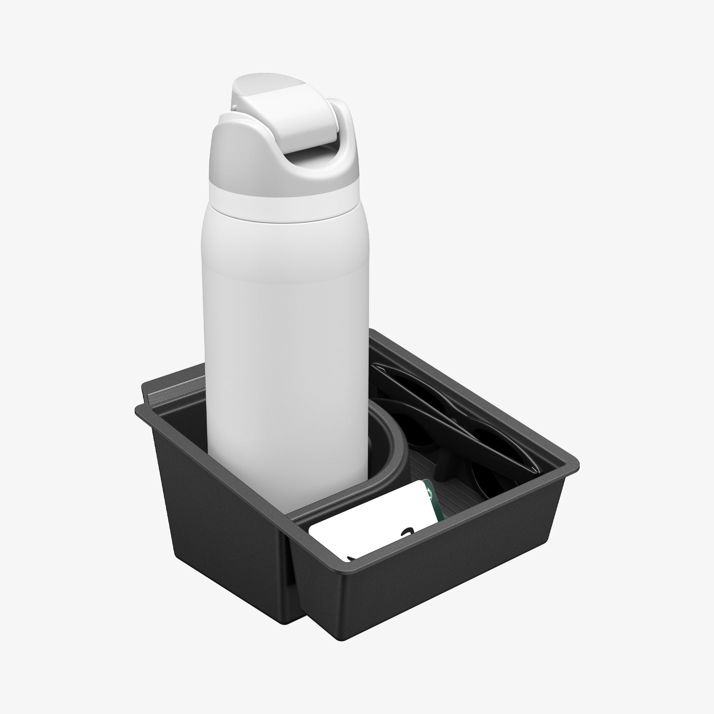 ACP10951 - Tesla Series - Sliding Console Organizer with Bottle Holder | TO220SC showing top view of organizer with water bottle inside