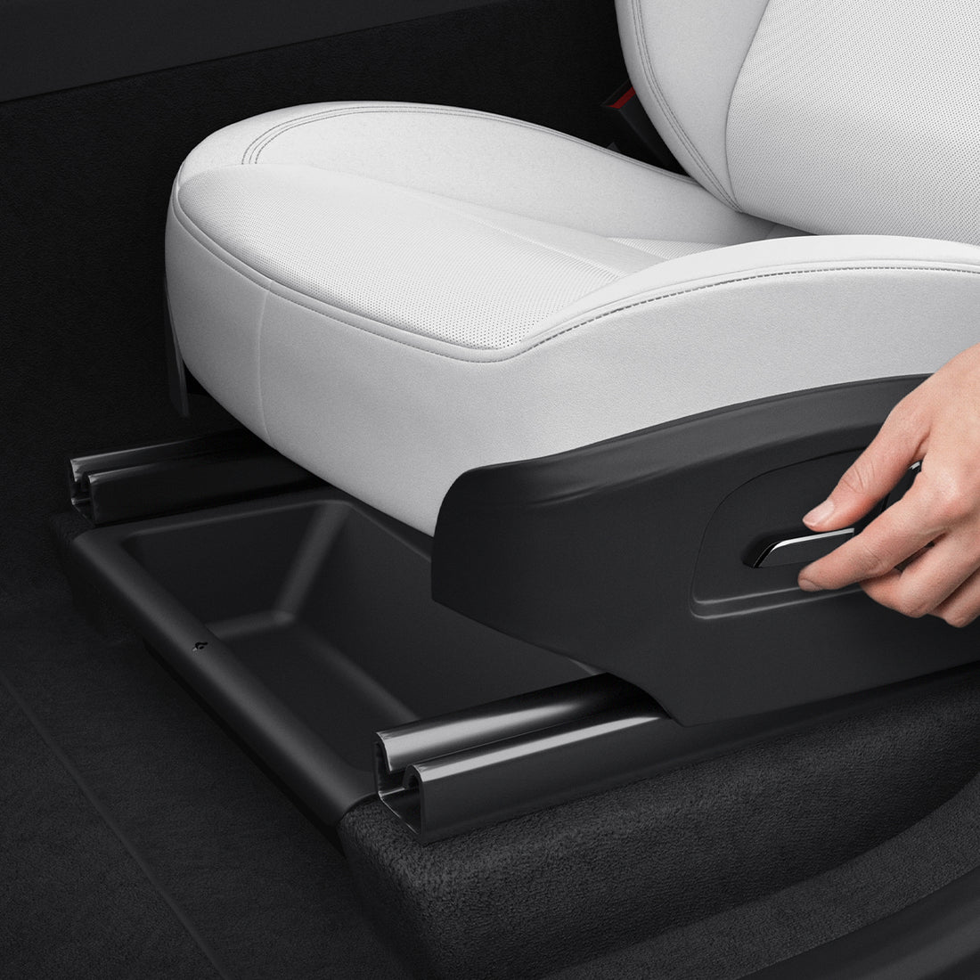 ACP10638 - Model Y Juniper (2025+) 1PK Underseat Organizer Box | TO222J showing adjusting seat position