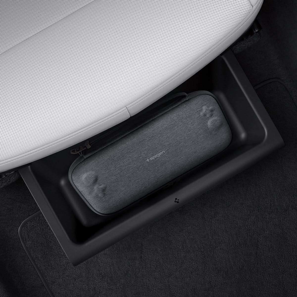 ACP10798 - Model Y Juniper (2025+) 2PK Underseat Organizer Box | TO222J showing gaming pouch is in the box