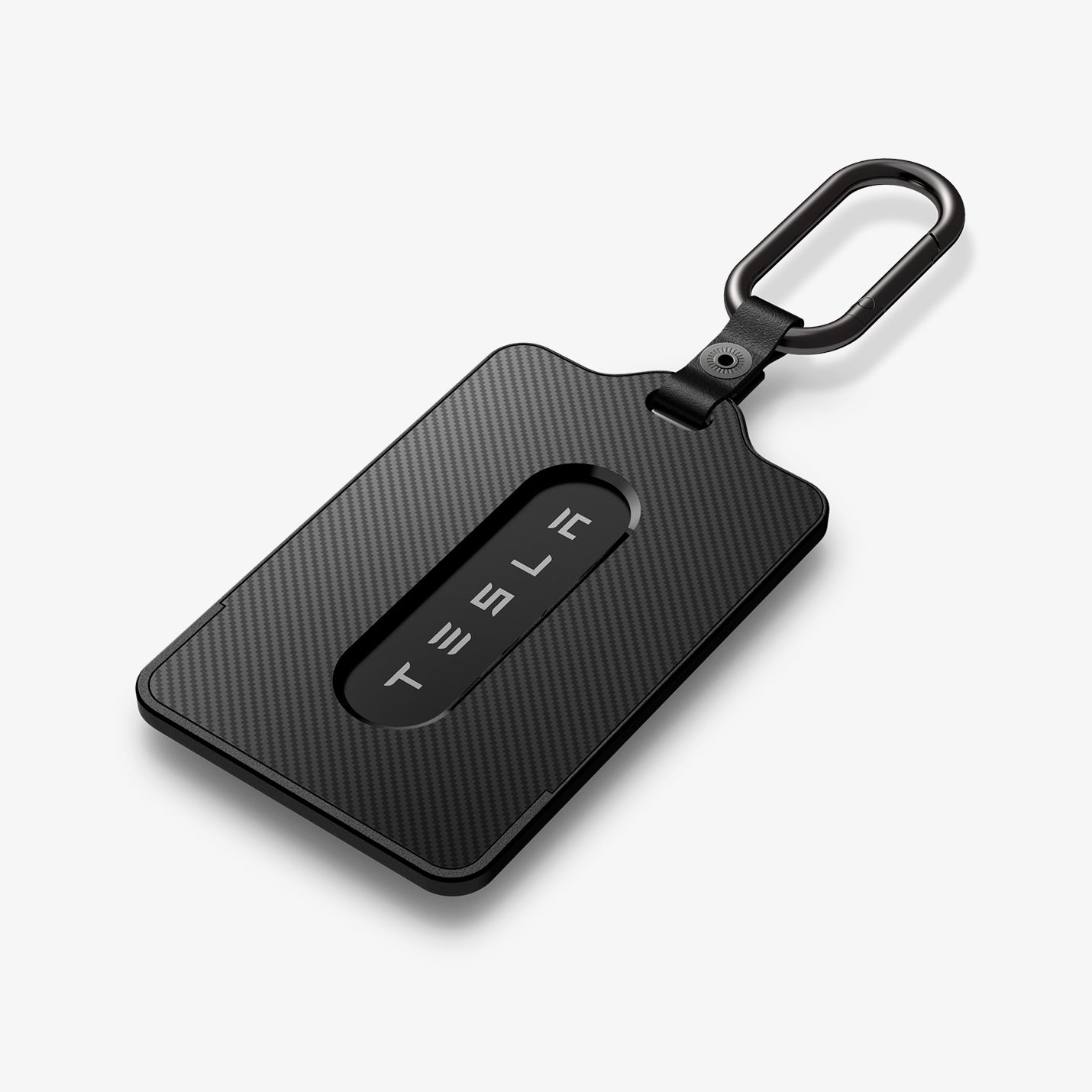 ACP11405 - Tesla Key Card Holder | TO243 2 Pack in Black & White showing the front with carabiner