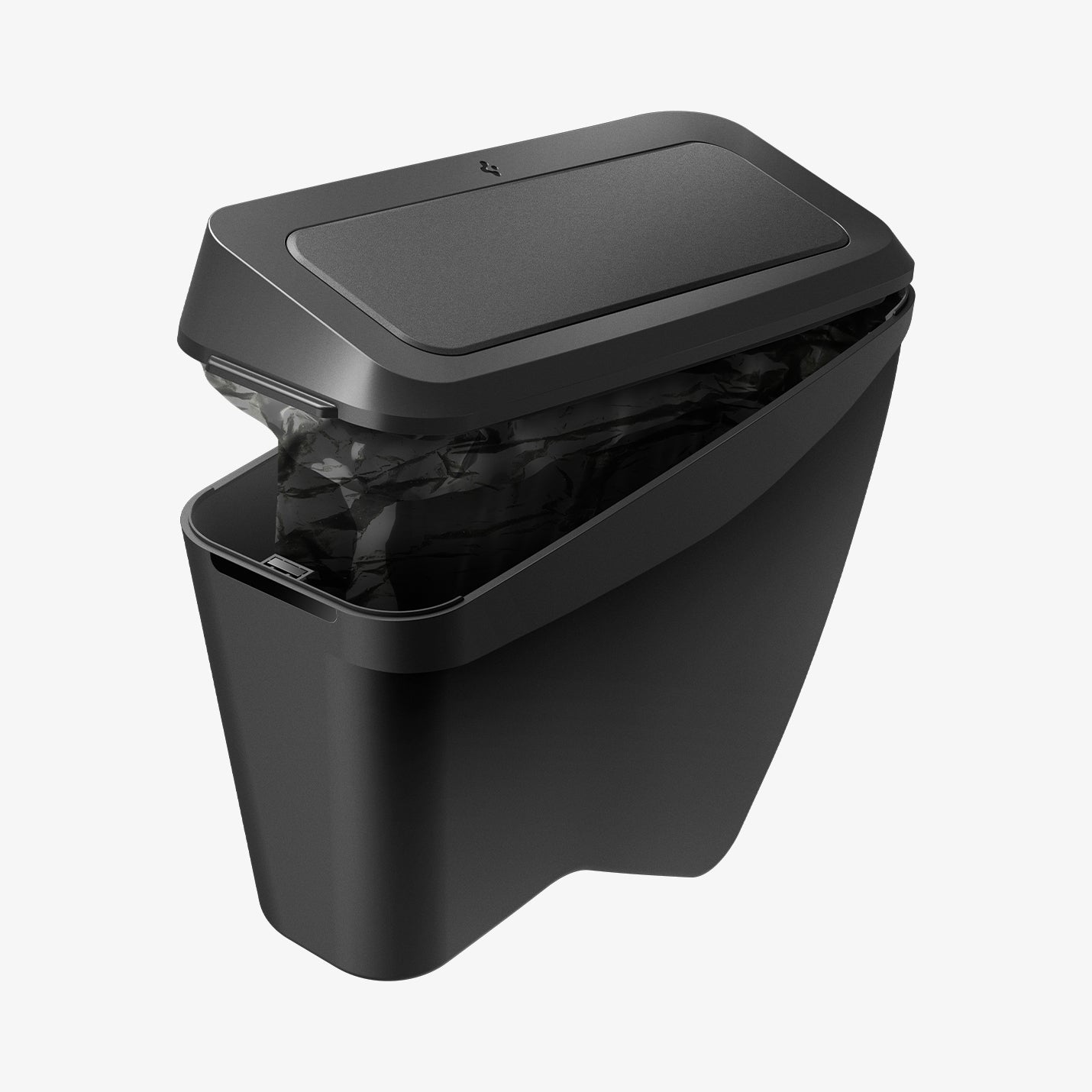 ACP11106 - Tesla Series - Car Trash Can | TO281J showing the trash can with its lid slightly open, revealing the removable inner liner with a fitted trash bag.