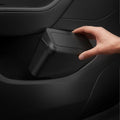 ACP11106 - Tesla Series - Car Trash Can | TO281J showing a hand lifting the compact trash can from the Tesla door storage pocket for easy removal and cleaning.
