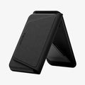 AFA11978 - MagSafe Card Holder Valentinus S-2 (Mag Fit) in Black showing the inner stand structure with foldable panels and magnetic sections for adjustable positioning.