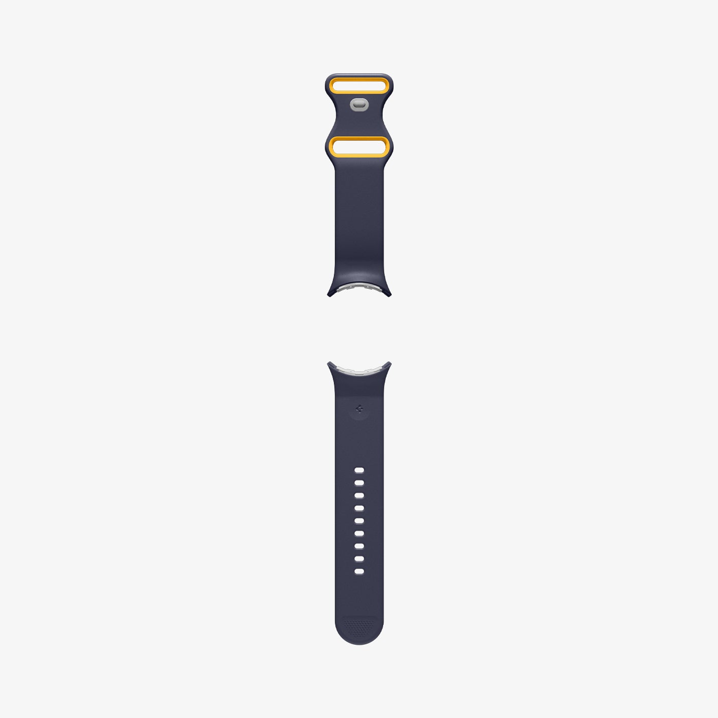 AMP09485 - Pixel Watch 5 (41mm) Nano Pop Blueberry Navy front and back views displaying the flexible strap and multiple adjustment holes.
