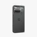 AGL11491 - Pixel 11 Pro Fold Optik EZ Fit Lens Protector alignment tray placed over the camera area for guided lens protector installation.