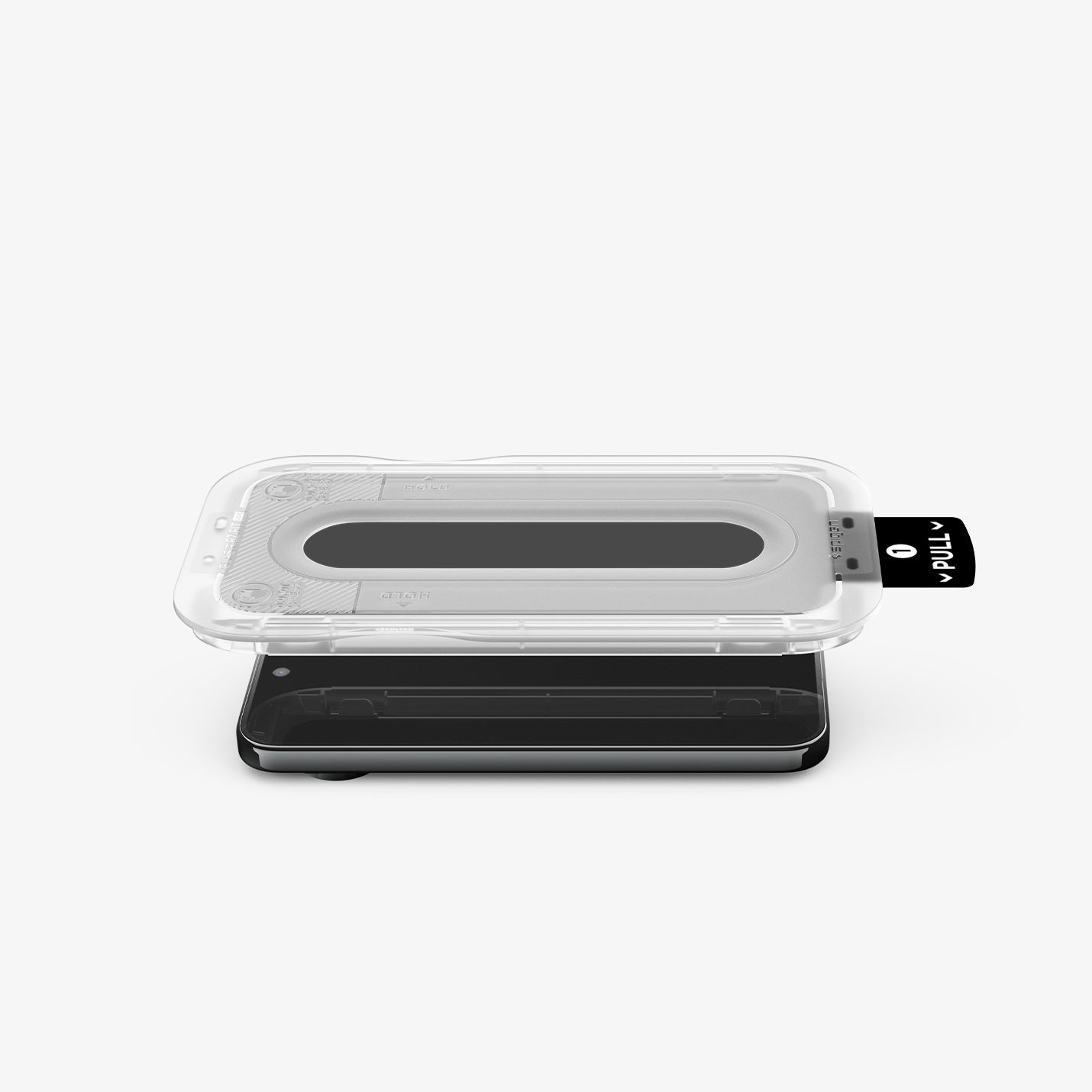 AGL11486 - Pixel 11 Pro XL GLAS.tR EZ Fit | Privacy EZ Fit installation tray aligned above the phone for easy application.