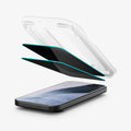 AGL11481 - Pixel 11 Pro  GLAS.tR EZ Fit | Privacy exploded view showing the installation tray, privacy glass protectors, and phone