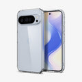 ACS09738 - Pixel 10 Pro XL Case Ultra Hybrid in crystal clear showing the back and front