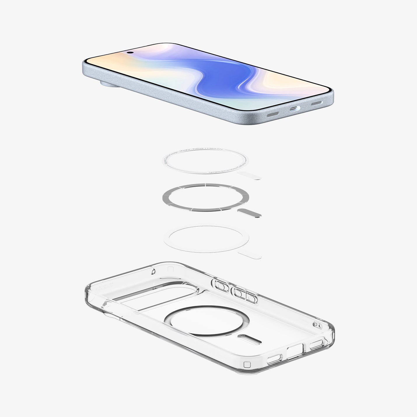 ACS09725 - Pixel 10 Pro XL Case Ultra Hybrid Metal Ring (MagFit) in crystal clear showing the device, magnet ring and case