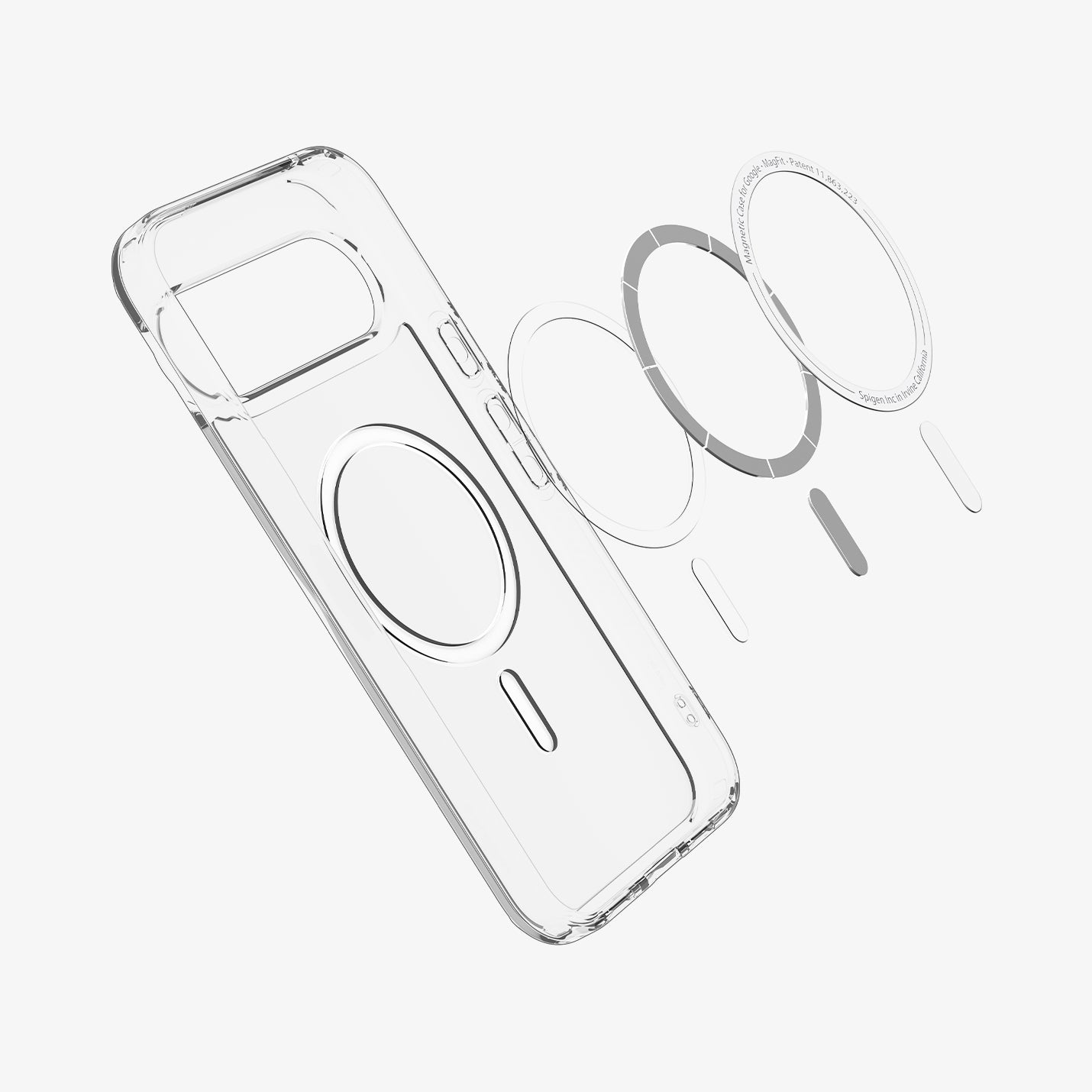 ACS09725 - Pixel 10 Pro XL Case Ultra Hybrid Metal Ring (MagFit) in crystal clear showing the inside magnet ring layers of case