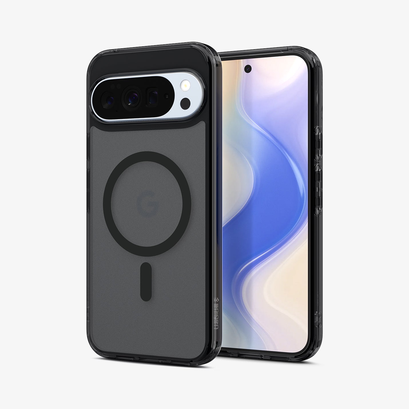 ACS09726 - Pixel 10 Pro XL Case Ultra Hybrid Metal Ring (MagFit) in frost black showing the back and front