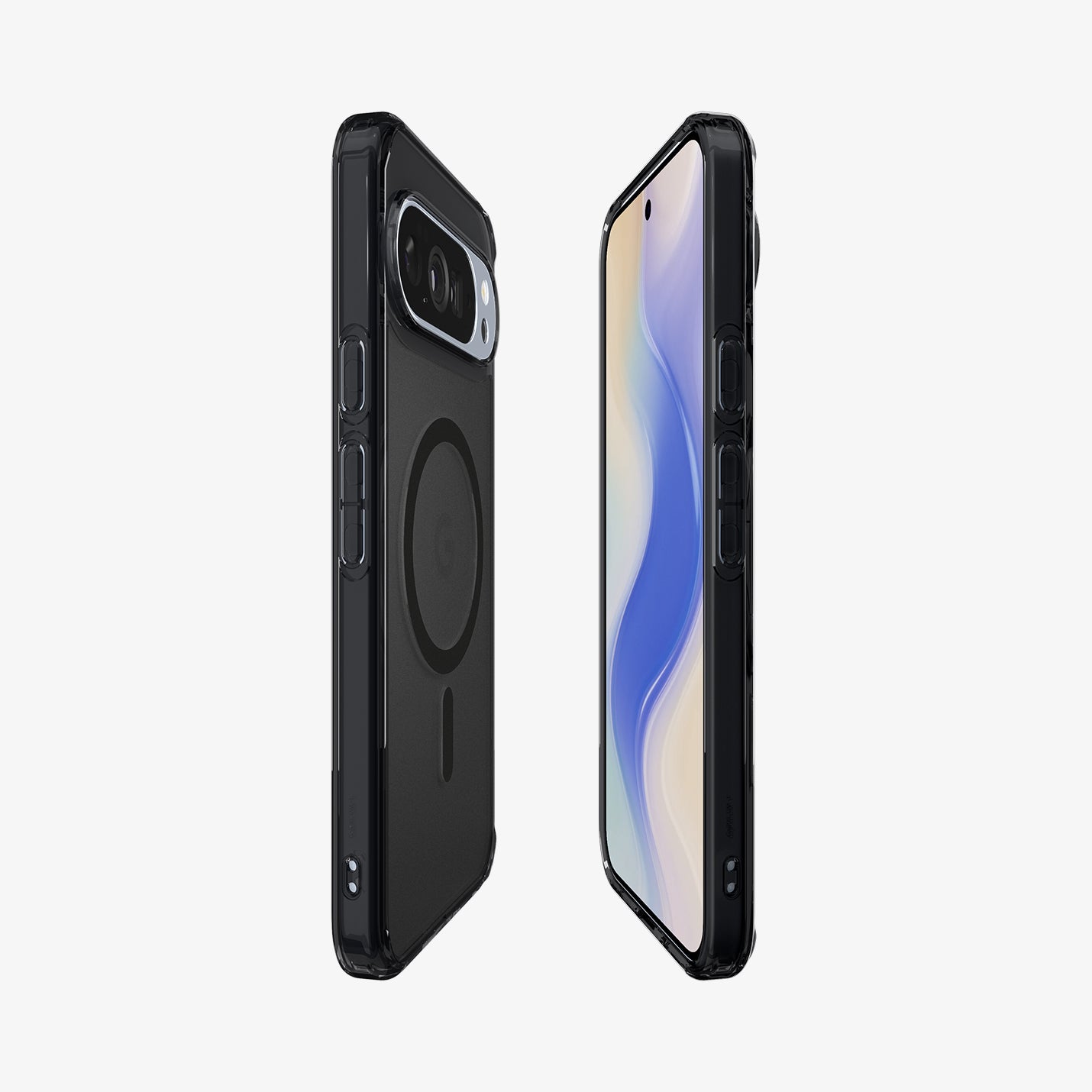 ACS09726 - Pixel 10 Pro XL Case Ultra Hybrid Metal Ring (MagFit) in frost black showing the sides, partial front and back