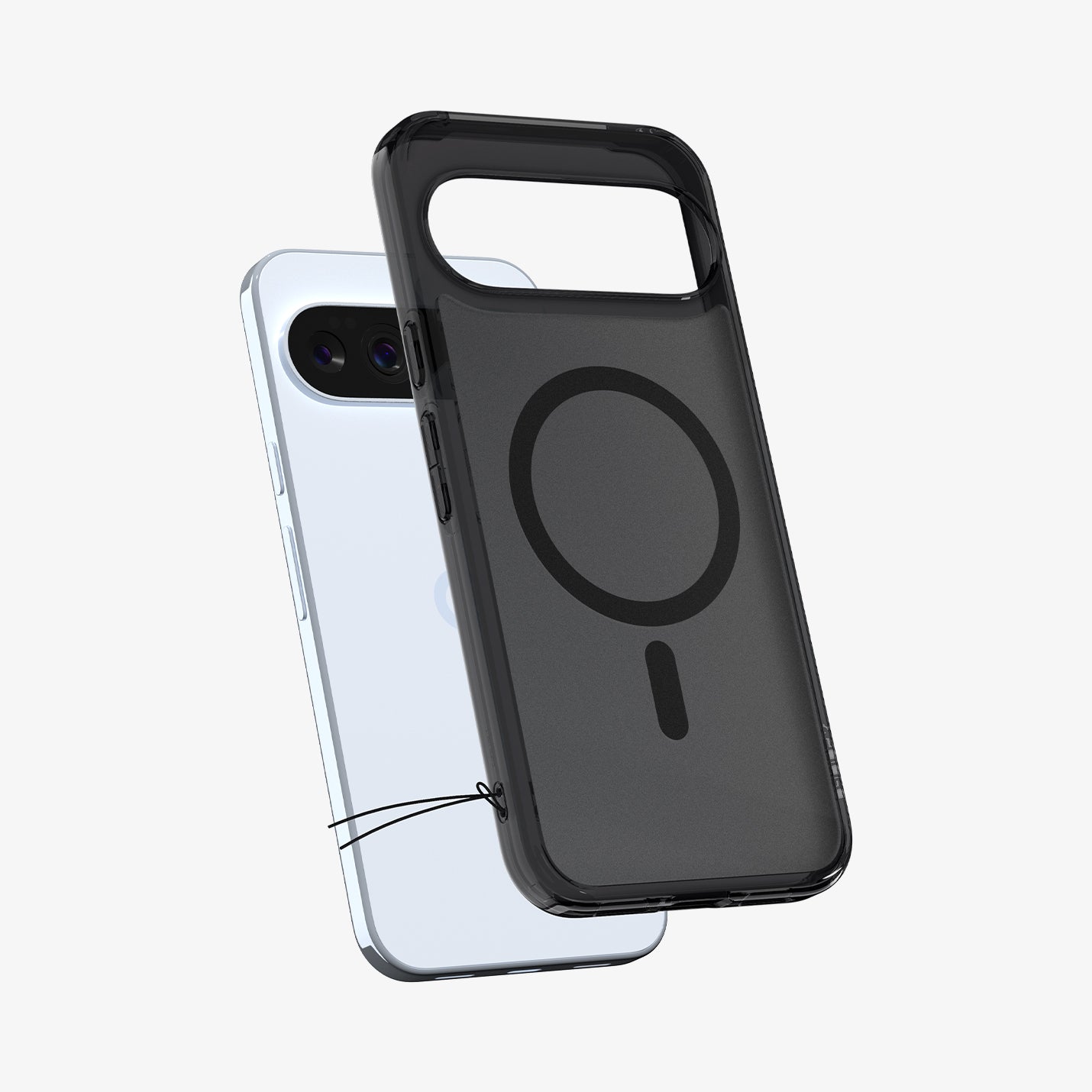 ACS09726 - Pixel 10 Pro XL Case Ultra Hybrid Metal Ring (MagFit) in frost black showing the back with case hovering away from device