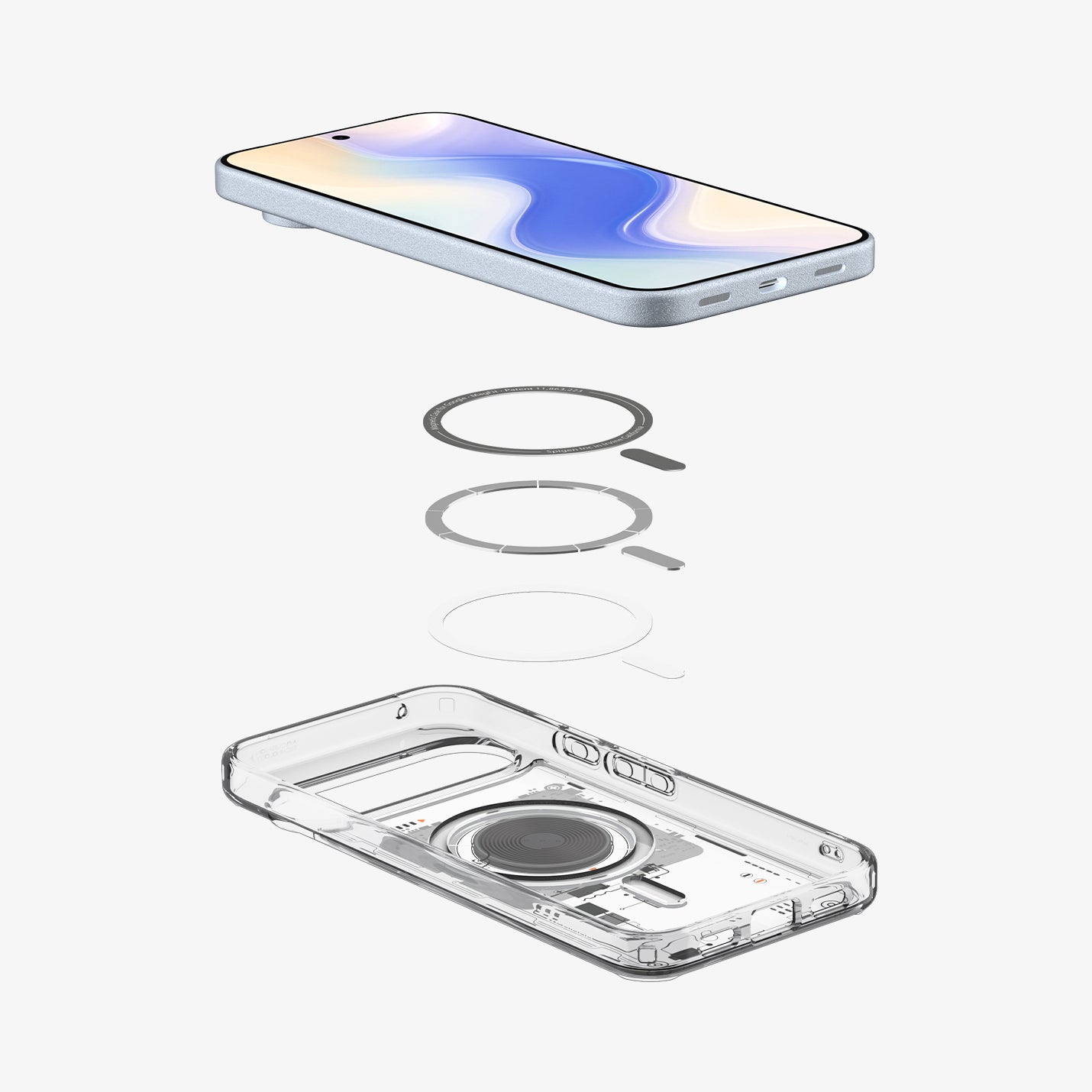 ACS09727 - Pixel 10 Pro XL Case Ultra Hybrid Neo One (MagFit) showing the multiple layers of case hovering below the device