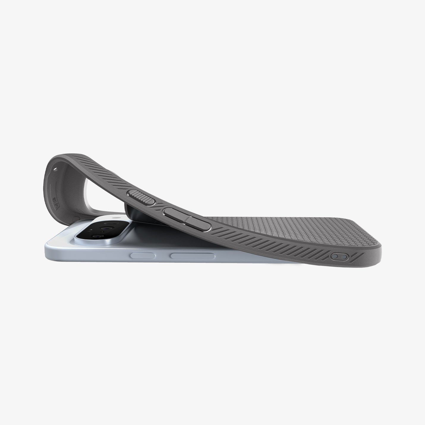 ACS09697 - Pixel 10 Pro Case Liquid Air (MagFit) in marble gray showing the side with case bending slightly away from device