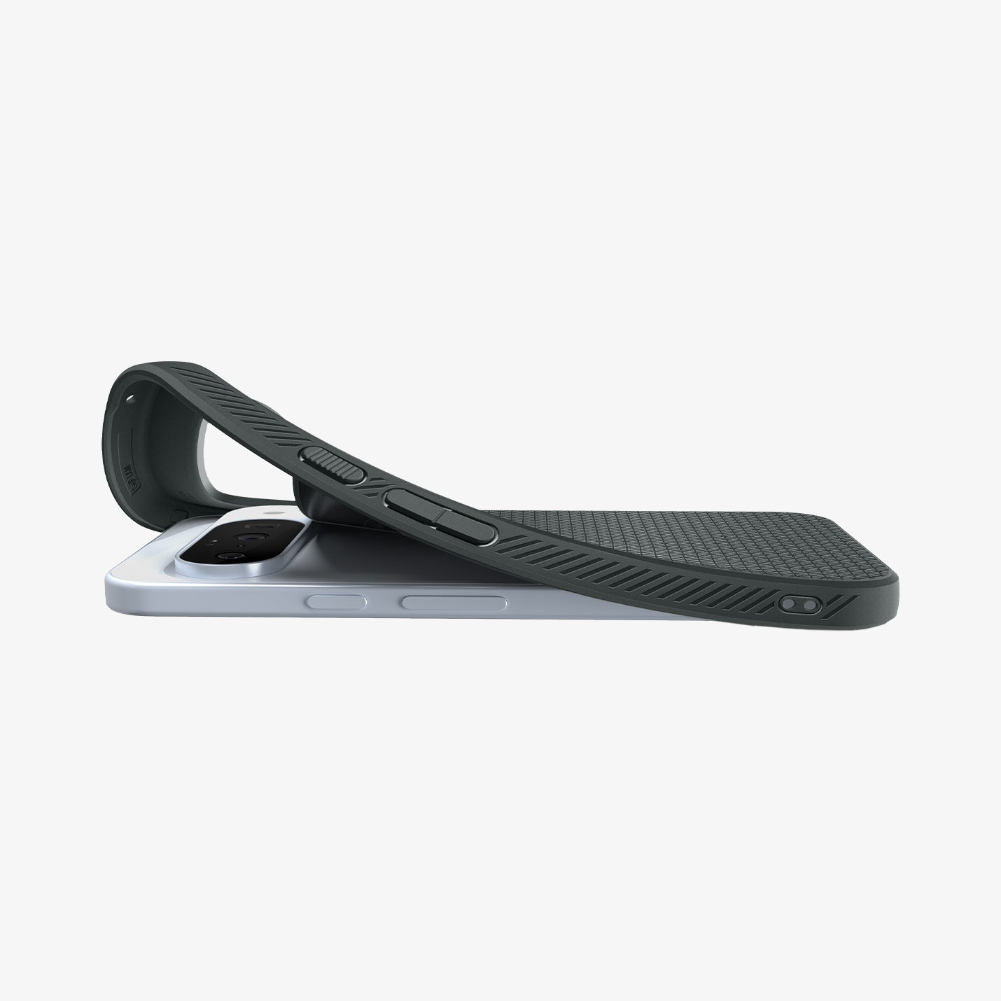 ACS09696 - Pixel 10 Pro Case Liquid Air (MagFit) in abyss green showing the side with case slightly bending away from device