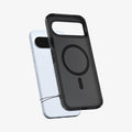 ACS09703 - Pixel 10 / Pixel 10 Pro Case Ultra Hybrid Metal Ring (MagFit) in frost black showing the back with case hovering away from device
