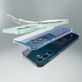 ACS08975 - Galaxy S25 Plus Case Liquid Crystal in Space Crystal showing the partial back, partial front and sides back case cover partially peeled off from the device