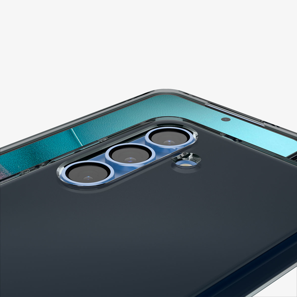 ACS08975 - Galaxy S25 Plus Case Liquid Crystal in Space Crystal showing the partial back, partial front with lens camera zoomed in
