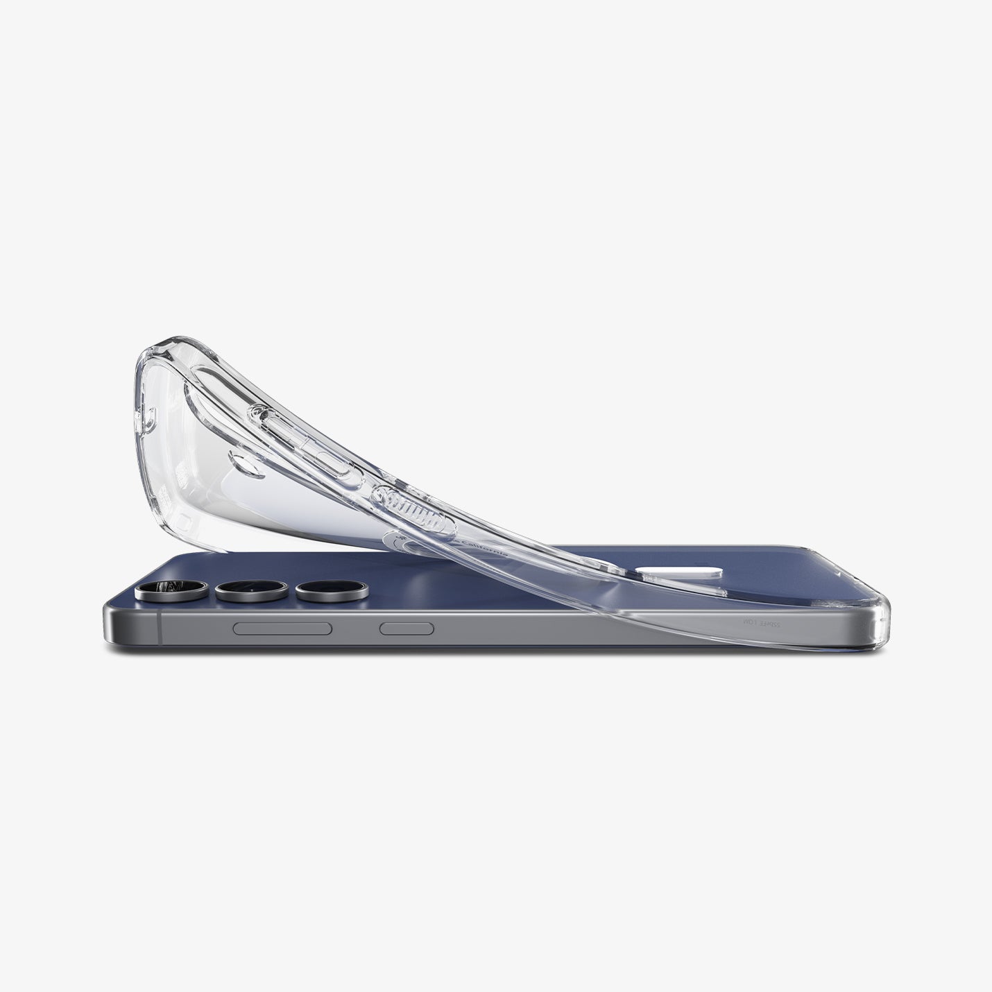 ACS10024 - Galaxy S25 FE Crystal Flex (MagFit) Case in crystal clear showing the side with case bending away from the device