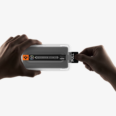 AGL11068 - Galaxy S26 Ultra GLAS.tR EZ Fit Pro showing the installation tray with hand