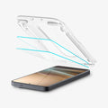 AGL11079 - Galaxy S26 Plus GLAS.tR EZ Fit Pro showing the installation tray partially hovering above the screen protector and the device