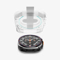 AGL11758 - Galaxy Watch Ultra Series - GLAS.tR EZ Fit showing the EZ Fit installation tray lifted above the Galaxy Watch Ultra, positioned for alignment during application.
