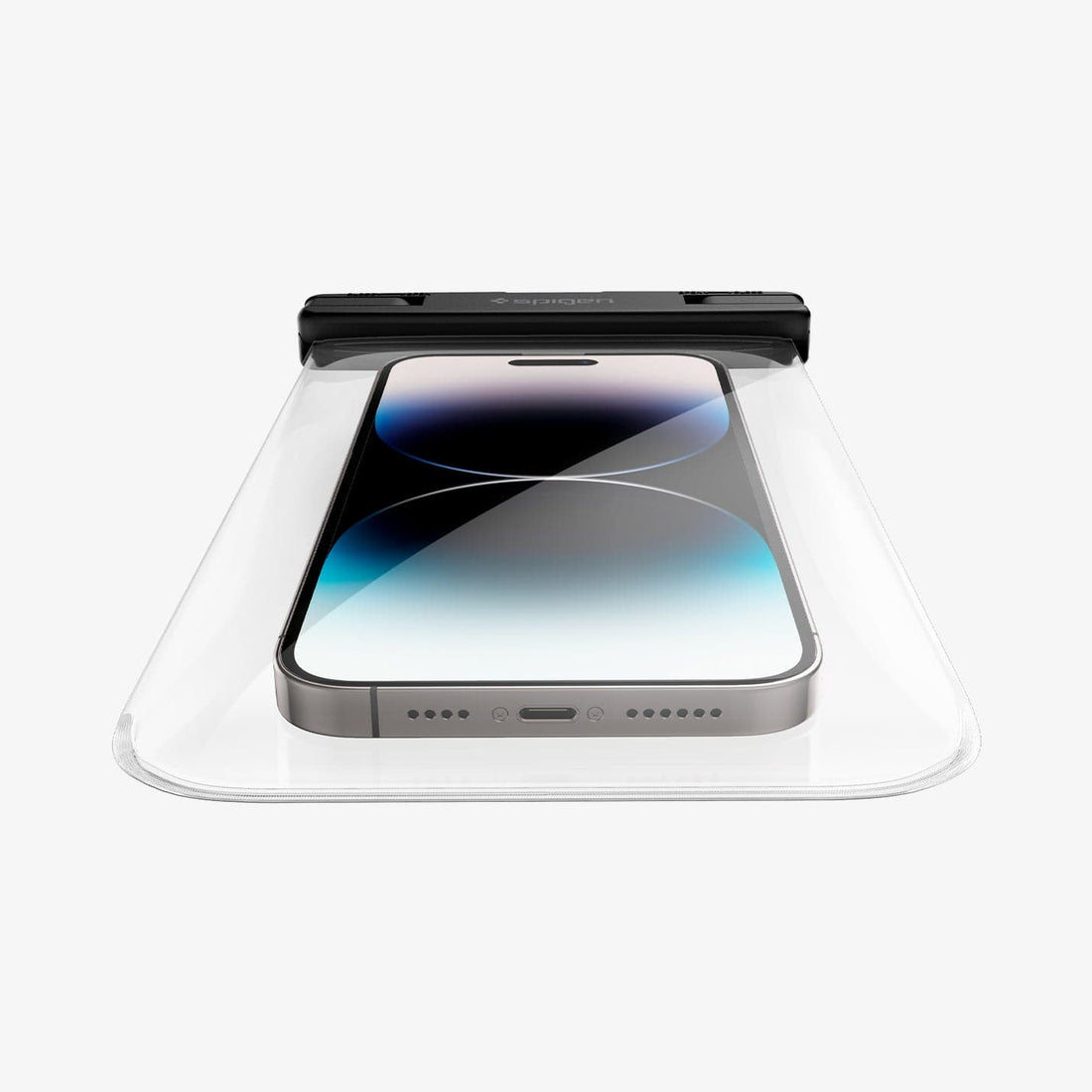 ACS06006 - AquaShield Waterproof Case A601 in White showing the front of a device inside a waterproof case with strap attached