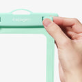 ACS06008 - AquaShield Waterproof Case A601 in Mint showing the how to open the waterproof case by pulling the clip to open