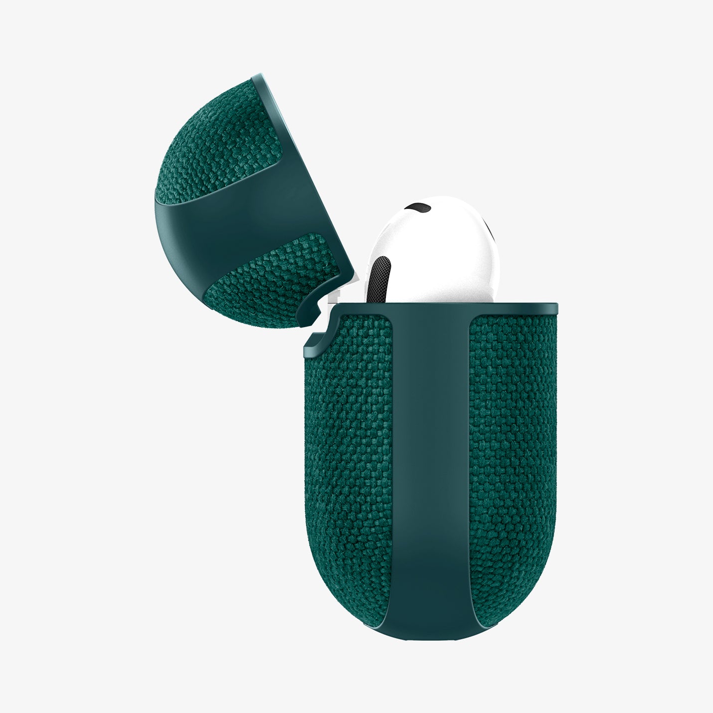 ACS08650 - AirPods 4 Pro / AirPods 4 Case Urban Fit in Midnight Green showing the side, half open
