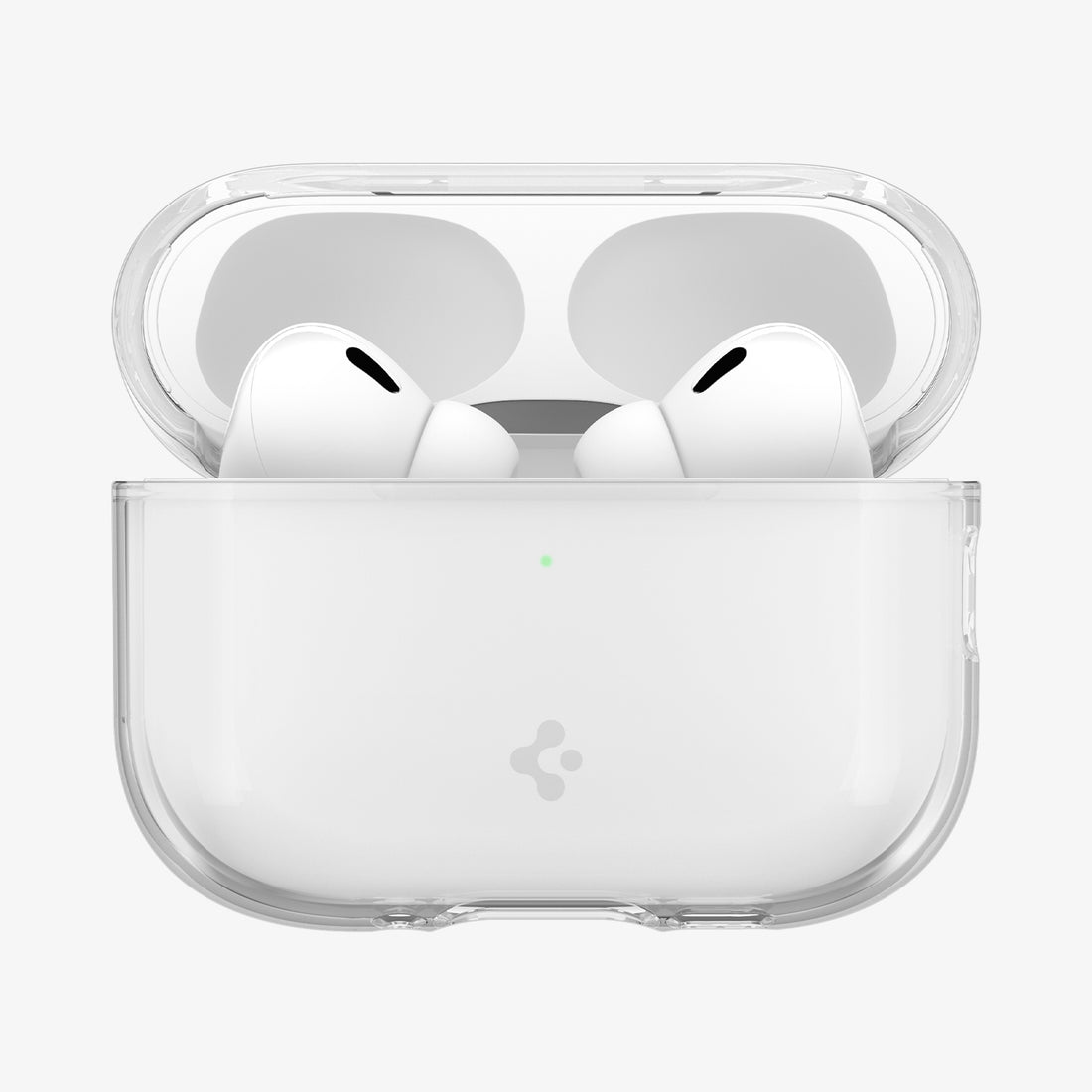 ACS10019 - AirPods Pro 3 Liquid Crystal in Crystal Clear showing the front with top open and AirPods inside