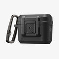 ACS09825 - AirPods Pro 3 Lock Fit in Matte Black showing the front and side with carabiner