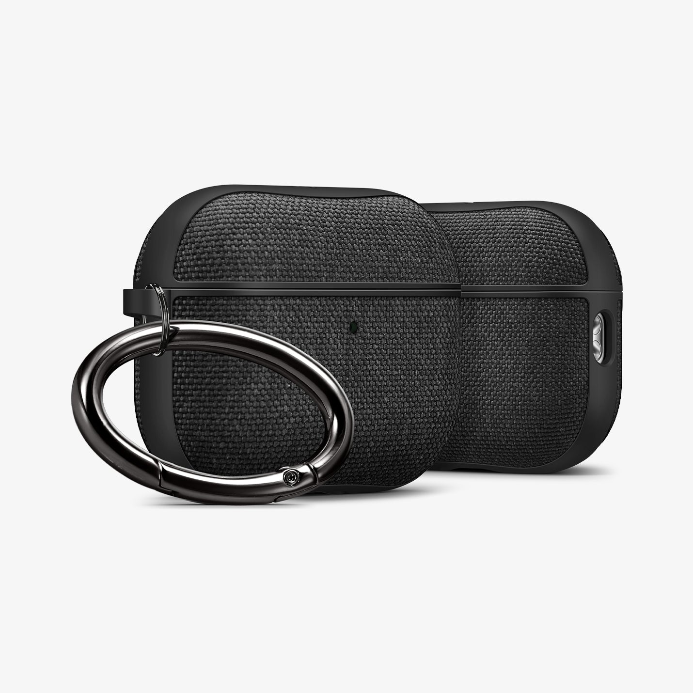 ACS09830 - AirPods Pro 3 Series Urban Fit in Matte Black showing the front and side with carabiner and a second case