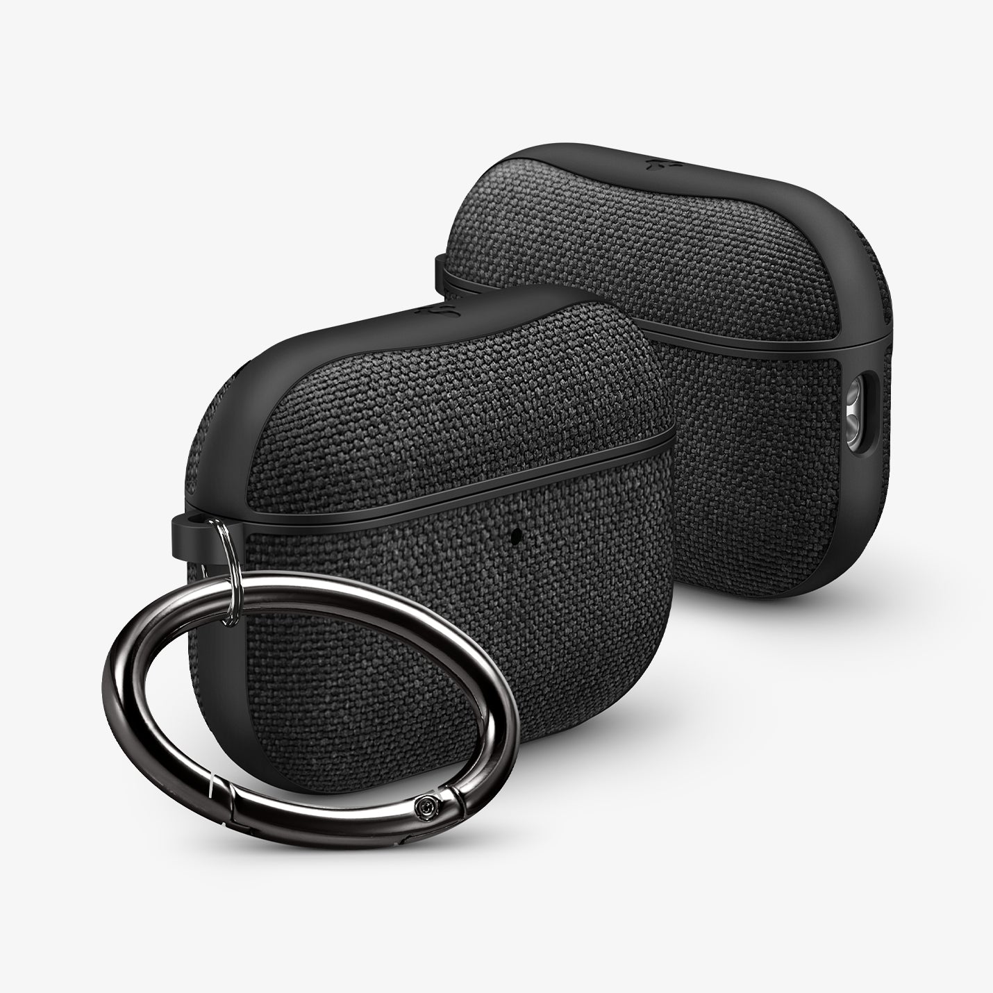ACS09830 - AirPods Pro 3 Series Urban Fit in Matte Black showing the front and side with carabiner and a second case