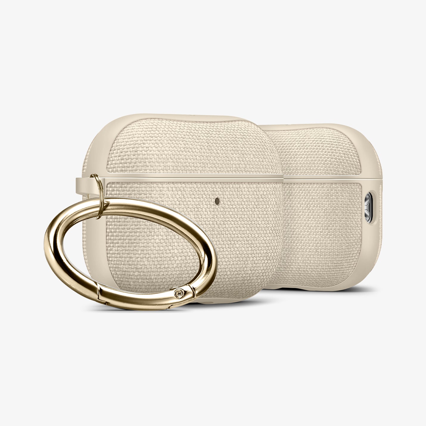 ACS10020 - AirPods Pro 3 Series Urban Fit in Dune Beige showing the front and side with carabiner and a second case