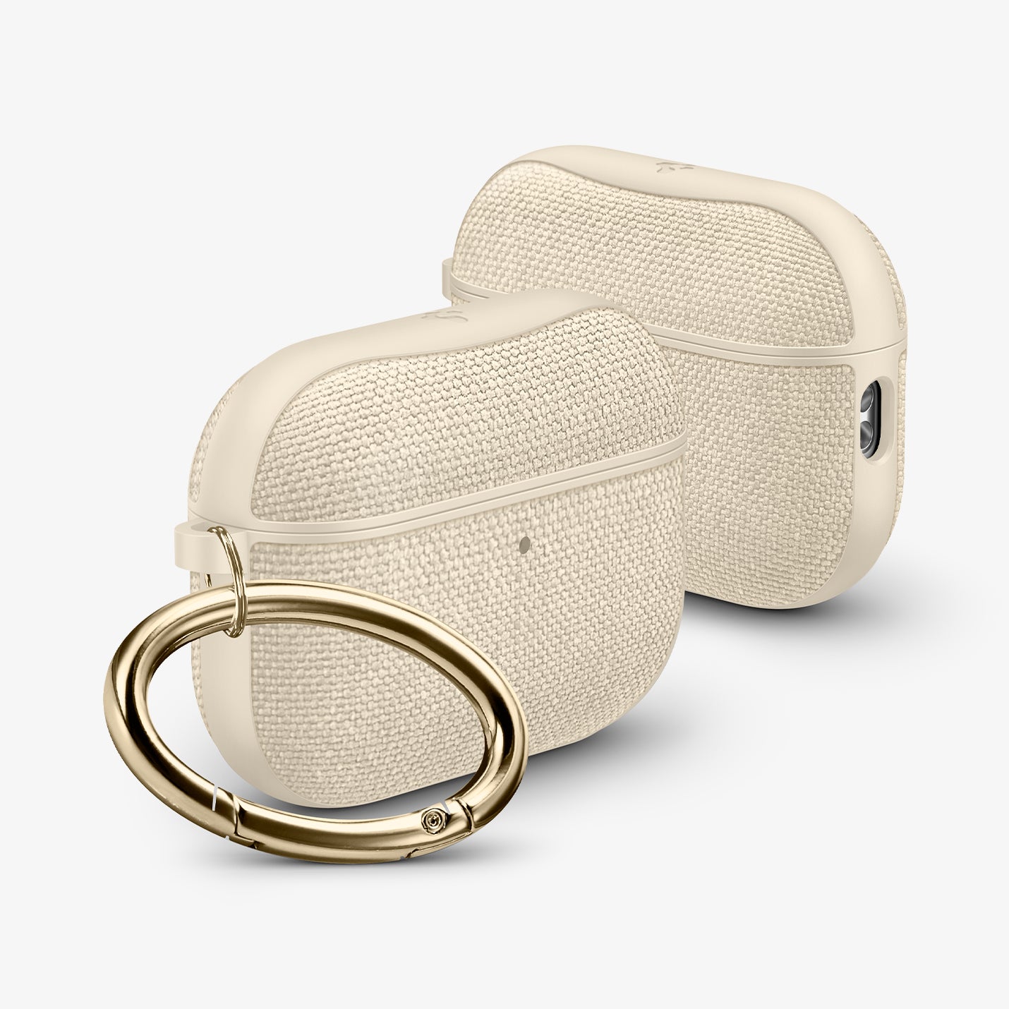 ACS10020 - AirPods Pro 3 Series Urban Fit in Dune Beige showing the front and side with carabiner and a second case