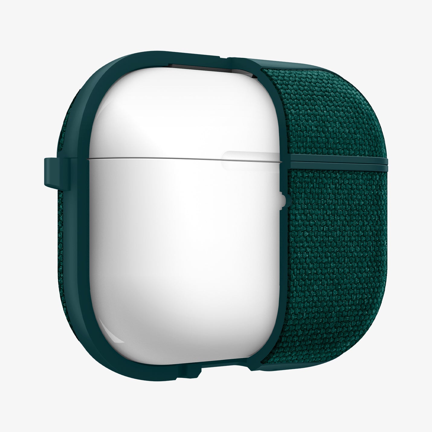 ACS09831 - AirPods Pro 3 Series Urban Fit in Midnight Green showing the front with case half cut open