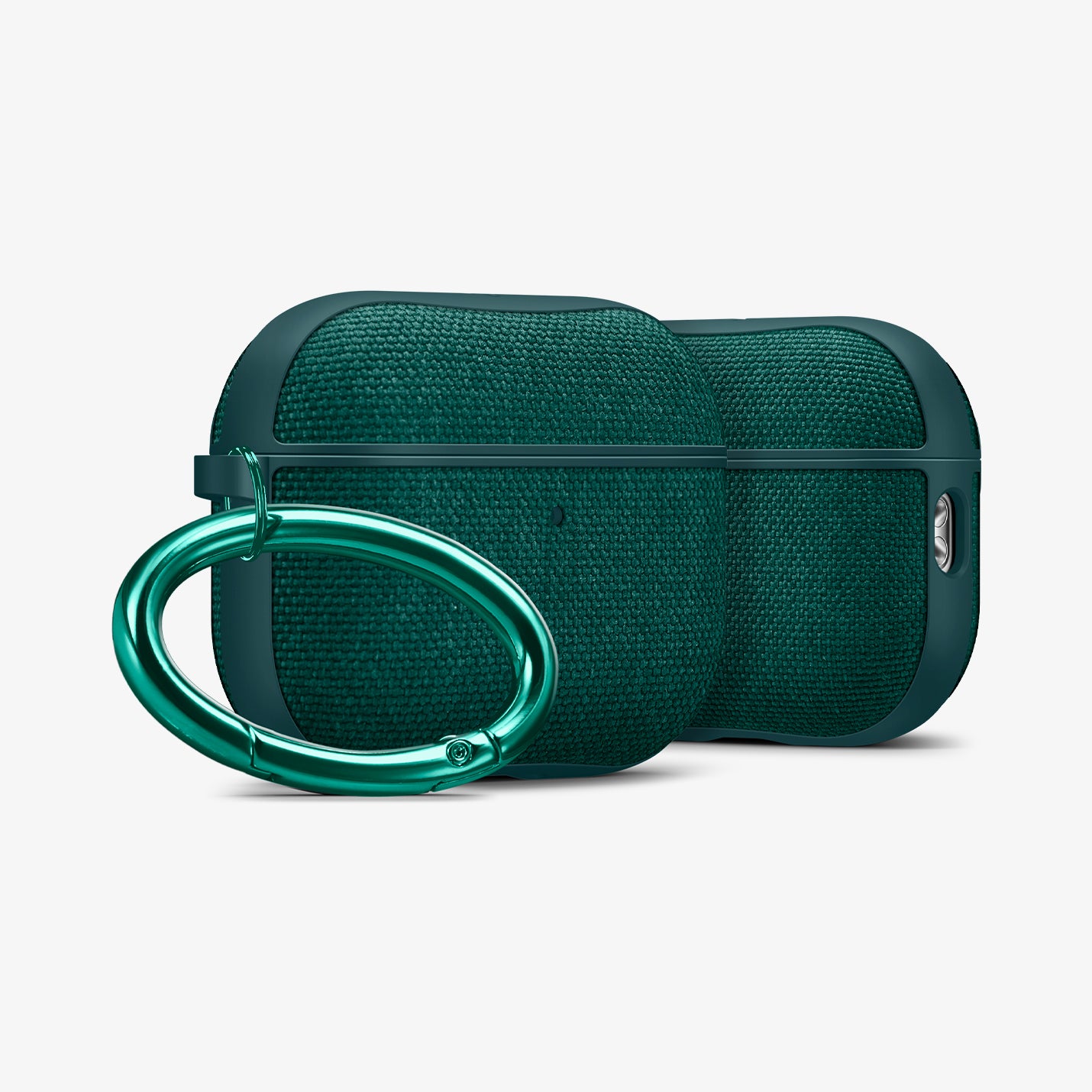 ACS09831 - AirPods Pro 3 Series Urban Fit in Midnight Green showing the front and side with carabiner and a second case