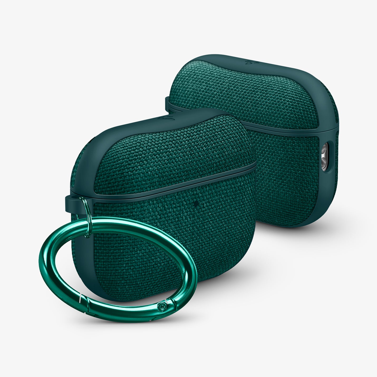 ACS09831 - AirPods Pro 3 Series Urban Fit in Midnight Green showing the front and side with carabiner and a second case