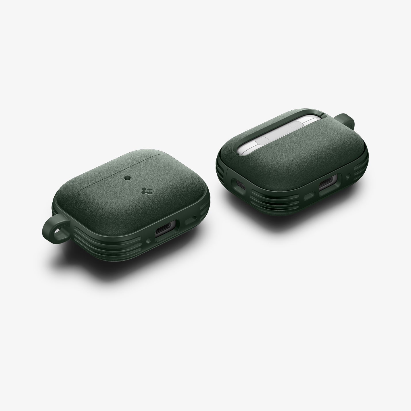ACS09827 - AirPods Pro 3 Spigen Vault in Midnight Green showing the front, back, sides and bottom