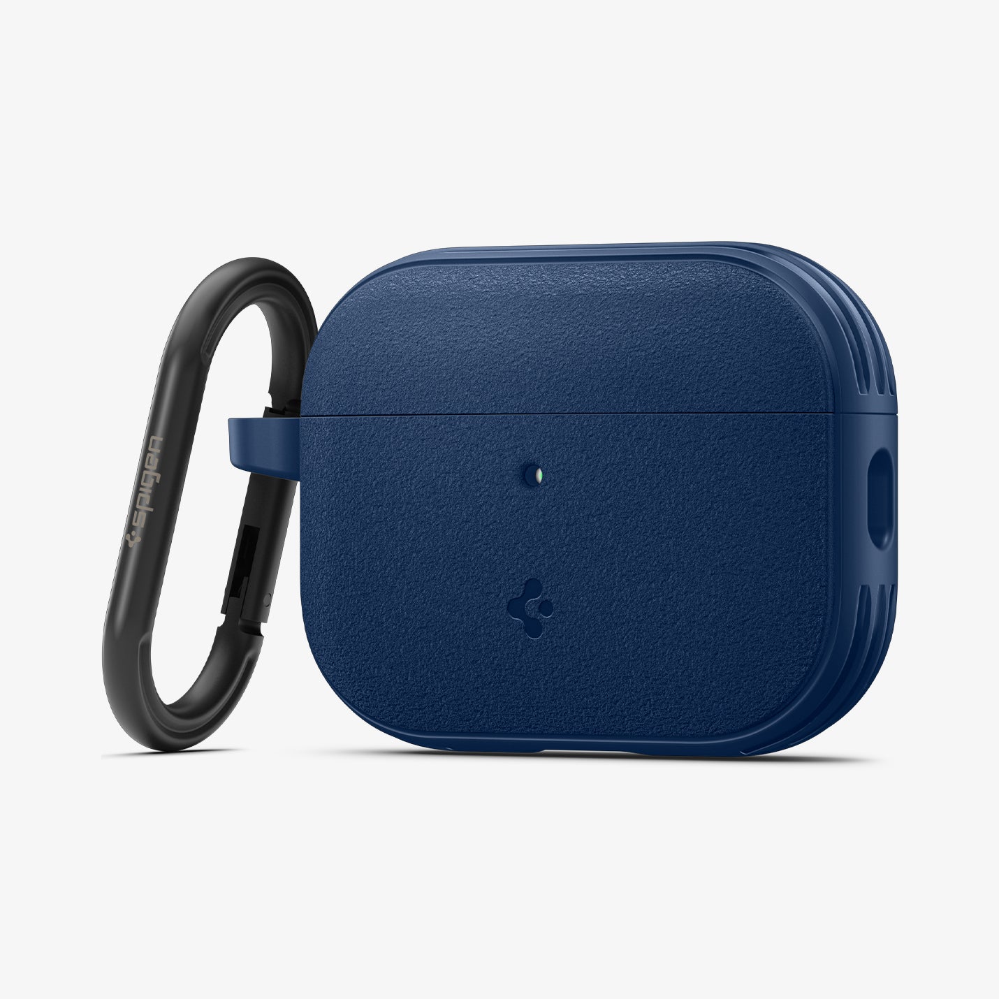 ACS09828 - AirPods Pro 3 Spigen Vault in Navy Blue showing the front and side with carabiner