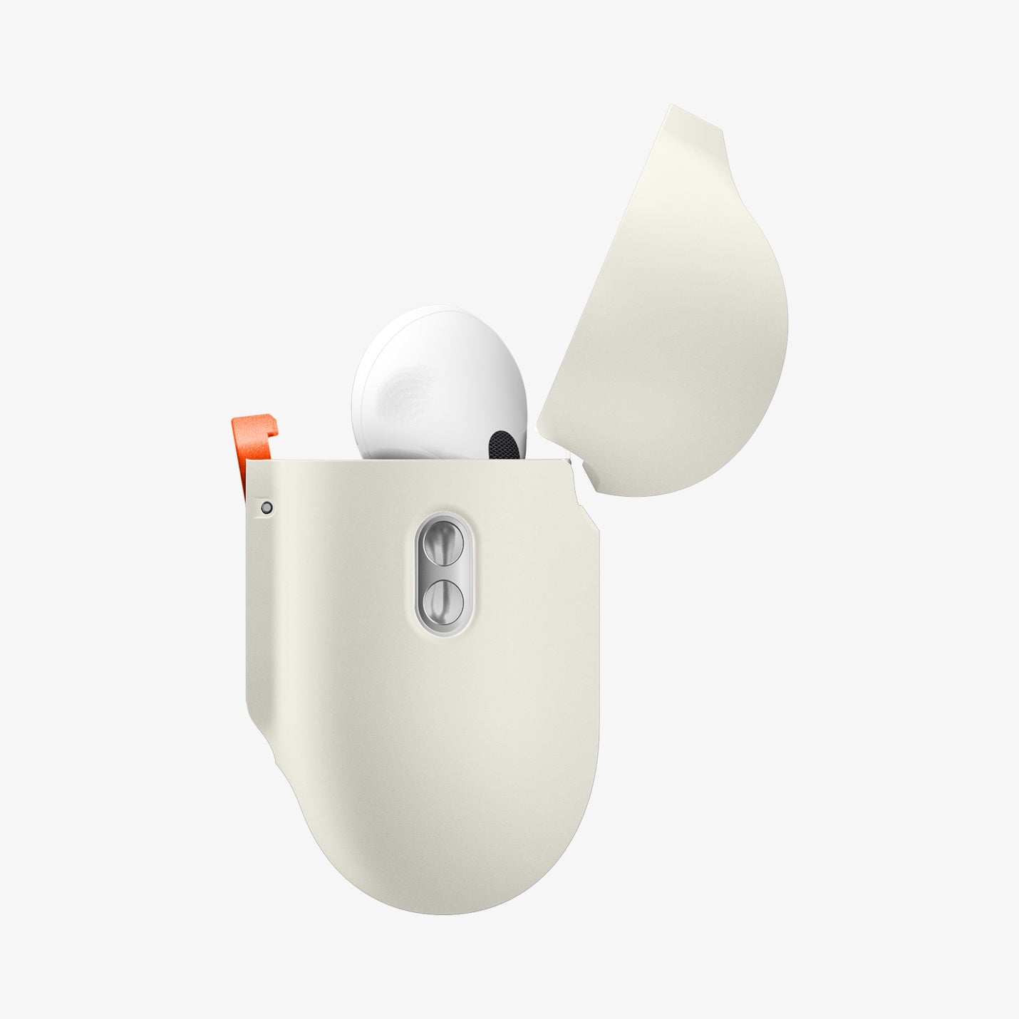 ACS10134 - AirPods Pro 3 Nano Pop in Orange Beige showing the side with top open and AirPods inside