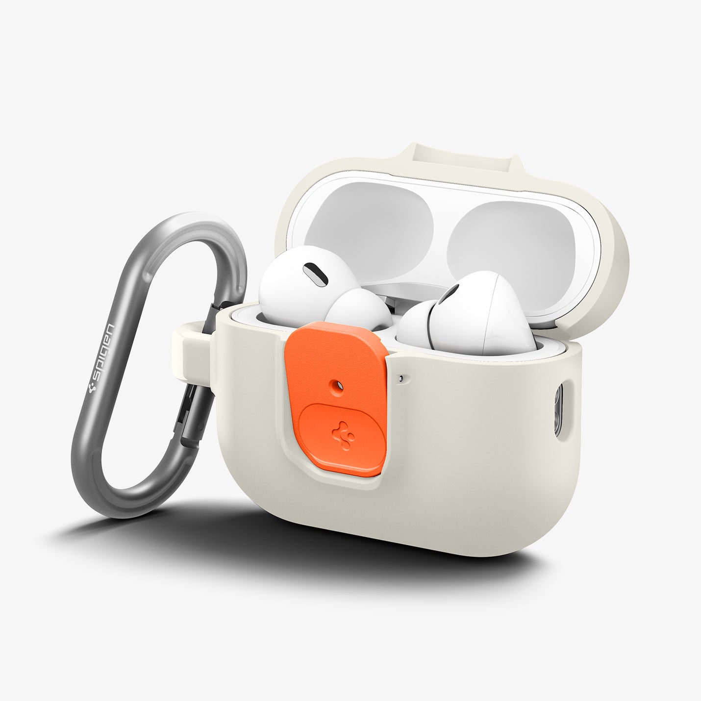 ACS10134 - AirPods Pro 3 Nano Pop in Orange Beige showing the front and side with carabiner