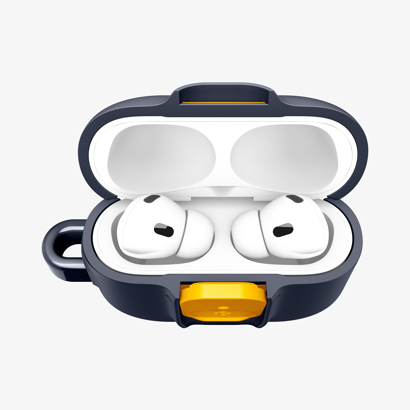 ACS09829 - AirPods Pro 3 Nano Pop in Blueberry Navy showing the front with top open and AirPods inside