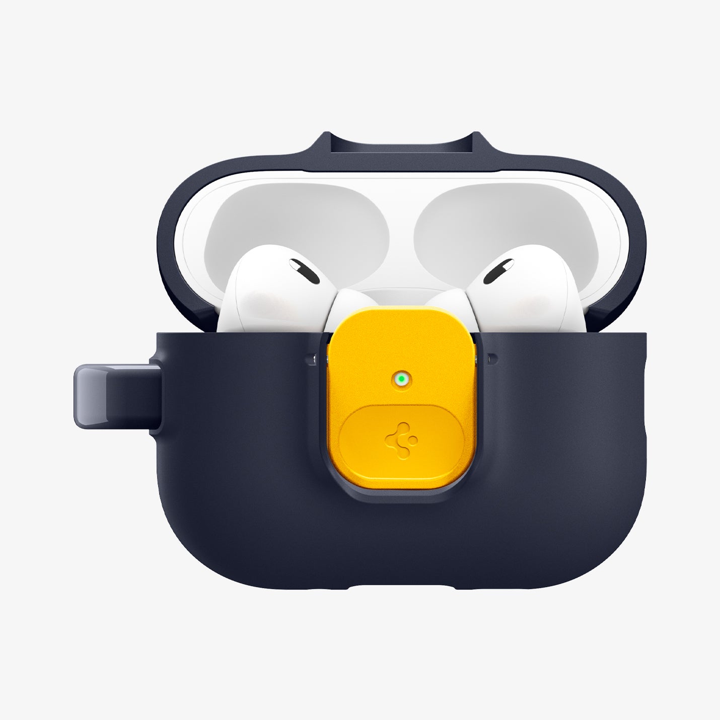 ACS09829 - AirPods Pro 3 Nano Pop in Blueberry Navy showing the front with top open and AirPods inside