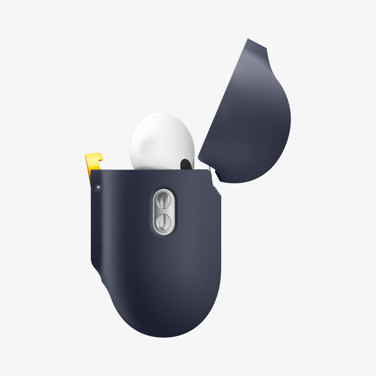 ACS09829 - AirPods Pro 3 Nano Pop in Blueberry Navy showing the side with top open and AirPods inside