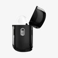 ACS09823 - AirPods Pro 3 Series Ultra Hybrid Zero One (MagFit) in Zero One Black showing the side with top open and AirPods inside