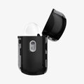 ACS09823 - AirPods Pro 3 Series Ultra Hybrid Zero One (MagFit) in Zero One Black showing the side with top open and AirPods inside